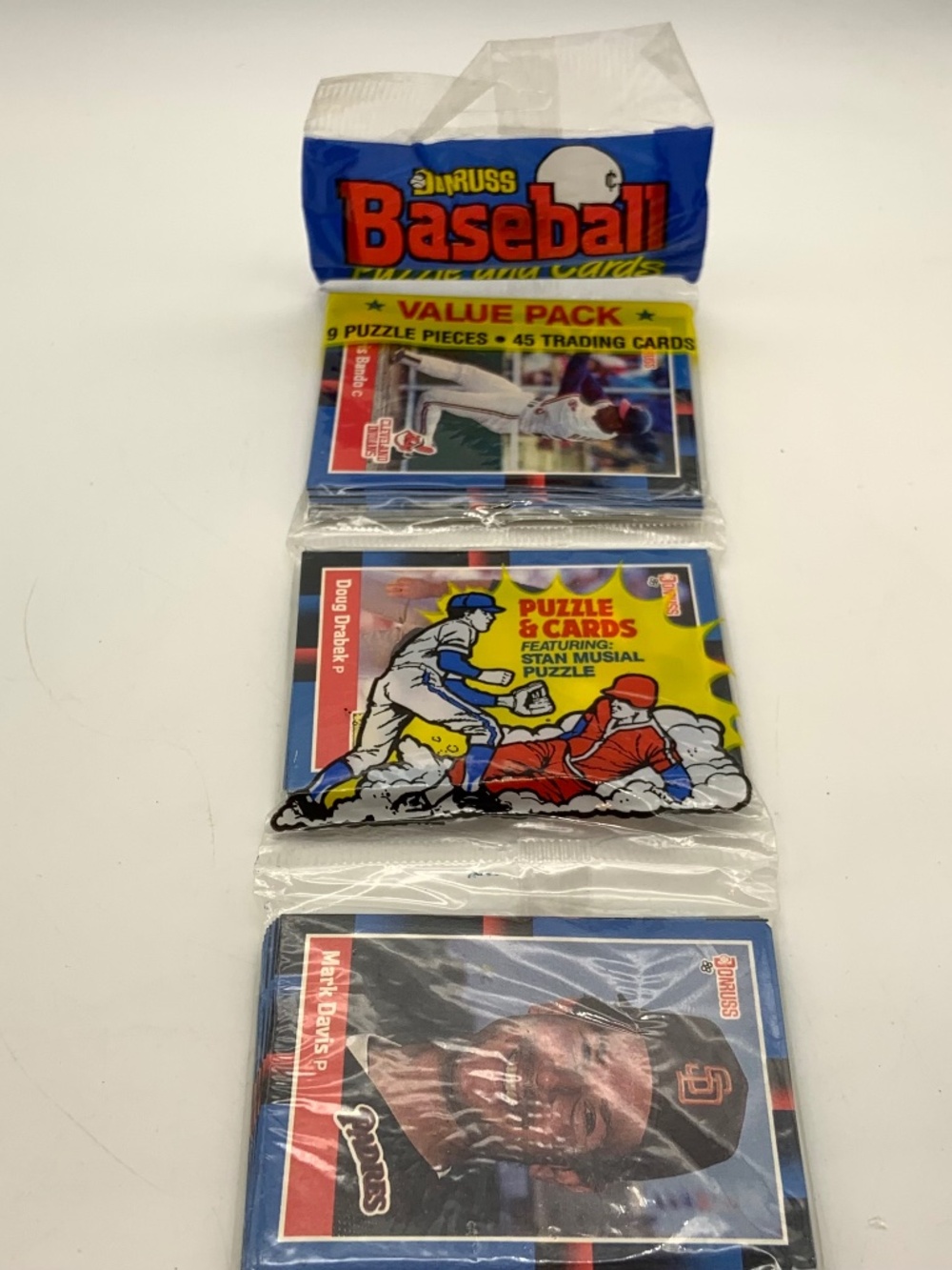VTG Donruss Baseball Value Pack 9 Puzzle Pieces & 45 Trading Cards MLB